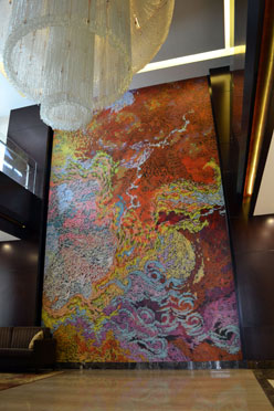 'Roaring Hoofs-30' by  OTGO 2012-2013,  acryl on canvas, 720 x 440 cm, Best Western Premier Tuushin Hotel, Ulaanbaatar, Mongolia