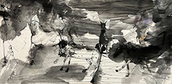 Ganbaatar Choimbol- Чоймболын Ганбаатар Wind_2023_Ch_Ganbaatar_20x39_in-Rice_paper_ink