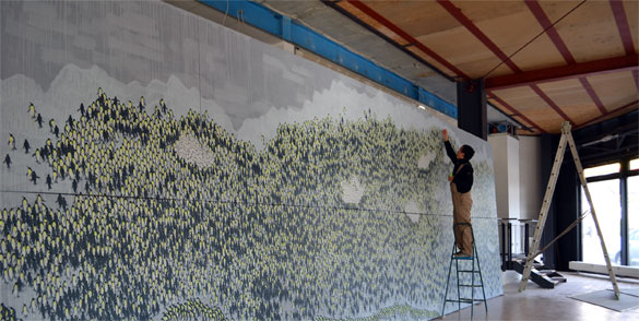 work in progress: Antarctic Panorama Penguins 300x900cm by OTGO