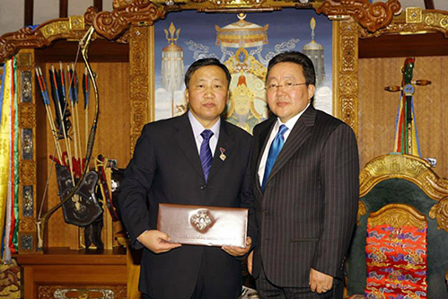 Batsaikhan Ookhnoi and President of Mongolia