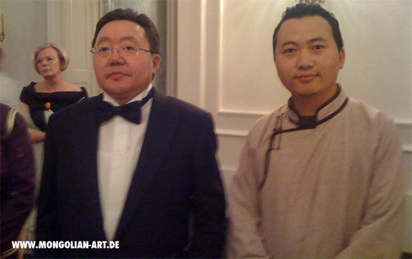 Tsakhia Elbegdorj, President of Mongolia, and OTGO art, Bellevue Palace Berlin
