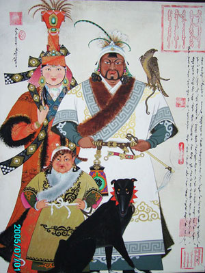 Sukhbaatariin uran buteeluud, Mongolische Malerei von Sukhbaatar Lkhagvadorj