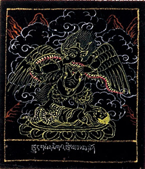 Miniature painting– 54 by OTGO 1998, Tempera on cotton 7 x 6 cm