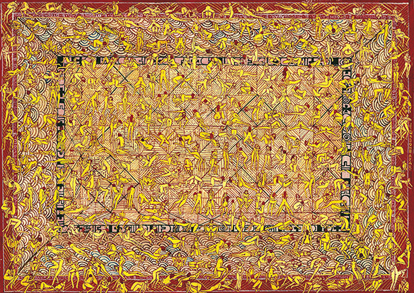 Kama Sutra in Miniature 1000 People -02 by OTGO 1999-2000, Tempera on cotton 21 x 30 cm