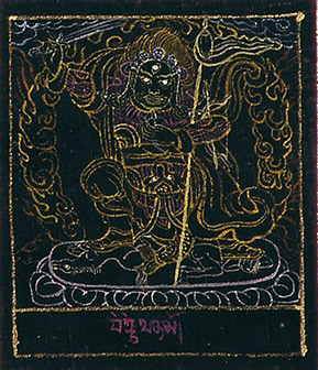 Miniature painting– 186 by OTGO 2000, Tempera on cotton 7 x 6 cm
