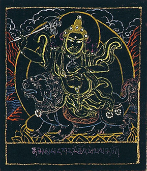 Miniature painting– 307 by OTGO 2001, Tempera on cotton 7 x 6 cm
