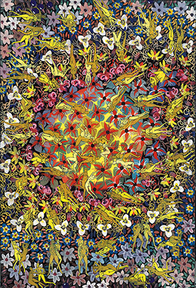 Paradise -19 by OTGO 2004, Tempera on Cotton 30 x 21 cm