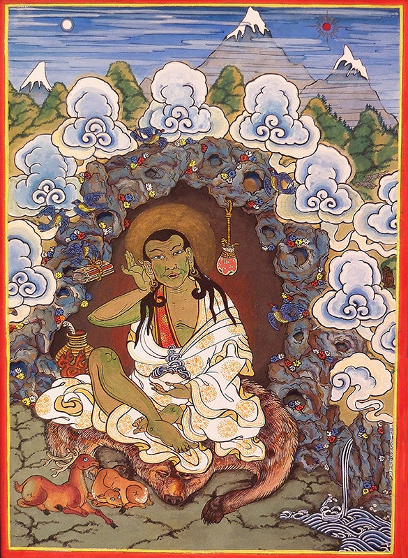 Milarepa by OTGO 2008, Tempera on cotton 30 x 21 cm