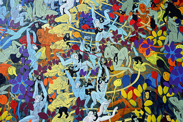 Triptych: Kingdom of the Apes –2/3 by OTGO 2020-2021, acryl on canvas 160 x 150 cm