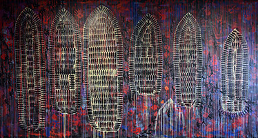 Triptych: Galleys of Souls by OTGO 2013-2021 acryl on canvas 215x300cm 215x400cm and 215x300cm