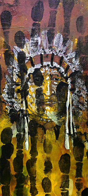 Slavery Narratives: The Atlantic slave trade & The Native Americans  by OtGO 2013–2023, acryl on canvas 215 x 1000 cm