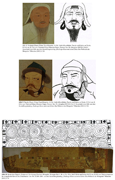 Gegenüberstellung der Zeichnungen mit original historischen Bildnissen: Die Geheime Geschichte der Mongolen 750 – 1240