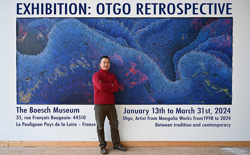 EXPOSITION: OTGO RETROSPECTIVE 13 janvier au 31 mars 2024  Otgo, artiste de Mongolie Œuvres de 1998-2024 Entre tradition et modernité Le Musée Boesch  35, rue François Bougouin- 44510 Le Pouliguen Pays de la Loire – France