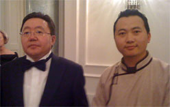 Tsakhia Elbegdorj, Prsident der Mongolei, und OTGO art, Schloss Bellevue Berlin, 29.03.2012