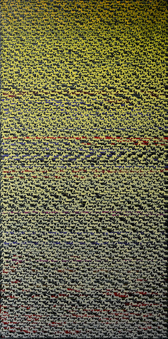 88888888 -8/8 by OtGO 2025-2026, consists of 8 equal-sized single paintings, acryl on canvas, 200 x 800 cm. each measuring 200 x 100 cm